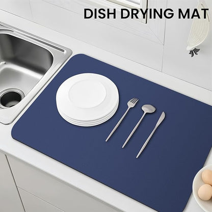 WISELIFE Dish Drying Mat Super Absorbent Drying Mat Large Dish Drying Mats for Kitchen Counter Easy Clean Dish Mat Kitchen Drying Mat18"x 28" Classic Blue - Image 7