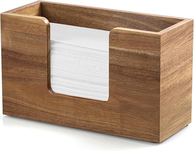 Paper Towel Dispenser Countertop, Acacia Wood Bathroom Paper Towel Holder, Napkin Holder for Kitchen, Multifold C-Fold, Z-Fold, Trifold for Bathroom Toilet Home by Bivvclaz