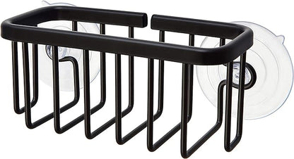 SunnyPoint NeverRust Kitchen & Bathroom Sink Caddy for Sponges, Scrubbers, Soap, 6" x 2.5" x 2.65", with Adhesive Mount - Additional Suction Cup Included –Aluminum (Black) - Image 7