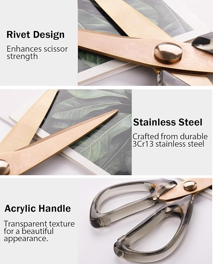Kitchen Scissors All Purpose, ARCHIKING Kitchen Shears Cooking Scissor, Meat&Poultry Shears,Acrylic Handle Stainless Steel Utility Scissors with Comfort Grip Everyday Use (Brown) - Image 5