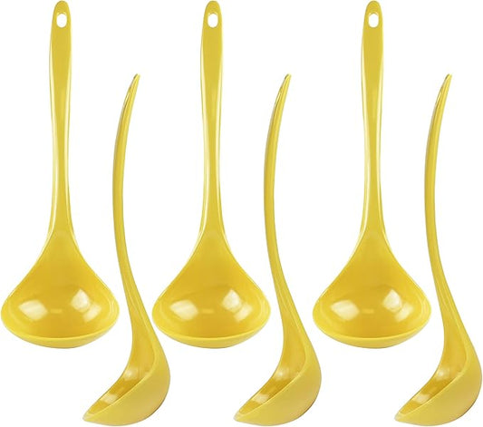 Reston Lloyd Melamine Soup Ladle Kitchen Utensil, Premium Quality Utensil with Heat Resistant Ergonomic Handle, Durable BPA-Free Plastic, 10.5 inch long, 6pc Set, Lemon by RestonLloyd