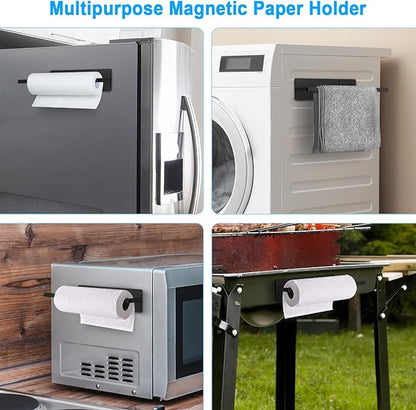 Paper Towel Holder, Magnetic Paper Towel Holder for Fridge, Toilet Paper Roll Holder Magnet Towel Rack Wall Mount Fridge Organizer for Paper Towels Rolls Bathroom Pantry RV Kitchen Storage - Image 4