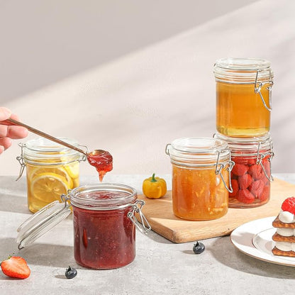 ComSaf 8oz Glass Jars with Airtight Lids (Value Pack of 12), Bulk Cylindrical Jelly Jars for Complete Pantry Organization, 240ml Small Canisters for Sourdough Discard, Spices, Crafts & More - Image 6
