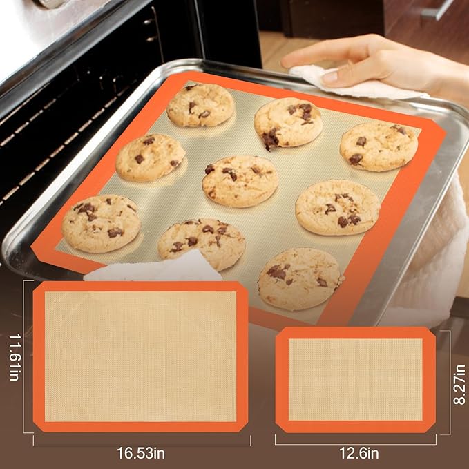 Silicone Baking Mat, 3 Pack Reusable Baking Mat, Non-Stick, Food Safe Silicone Mats for Baking, Oven Baking Sheet for Making Cookies, Macaroons, Bread - Image 2