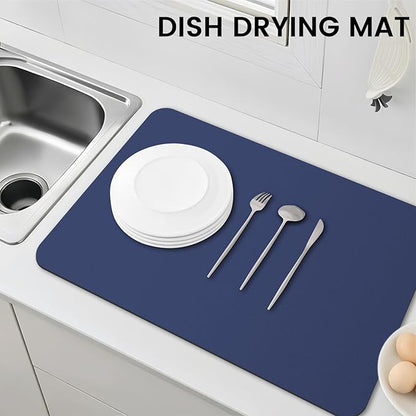 WISELIFE Dish Drying Mat Super Absorbent Drying Mat Large Dish Drying Mats for Kitchen Counter Easy Clean Dish Mat Kitchen Drying Mat16"x 24" Classic Blue - Image 6