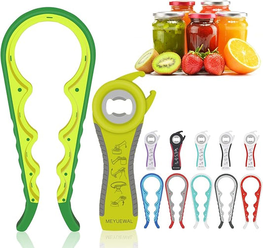 Jar Opener, 6 In 1 Bottle Opener Can Opener for Weak Hands, Jar Openers for Seniors with Arthritis, Multifunctional Lid Opener Kit, Easy Jar Opener Tool for Elderly Adults Kids (Green) by Unknown