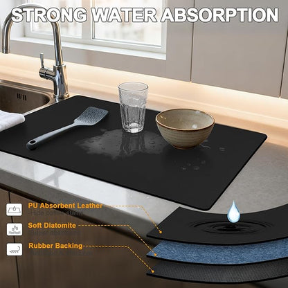 Dish Drying Mats for Kitchen Counter, Waterproof Coffee Mat for Countertop, Under Sink Mats, Coffee Bar Mat Accessories