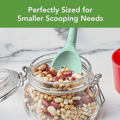 Tovolo Flex Core Small Deep Spoon Silicone for Cooking Mixing Baking, Dishwasher Safe BPA Free All Silicone Kitchen Mini Spoon Heat Resistant Nonstick Safe Serving Spoon, Aqua Seafoam Green