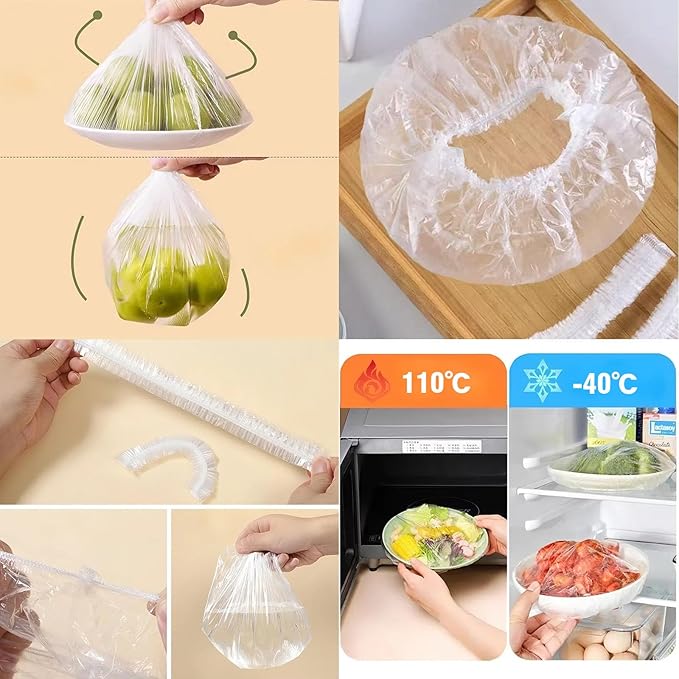 300 Pcs Reusable Elastic Food Covers –Stretchable Bowl & Plate Covers for Bread Proofing Food Storage Picnics. BPA Free, Dishwasher Safe, Universal Fit Clear Adjustable Bread Fermentation Basket Cover - Image 4