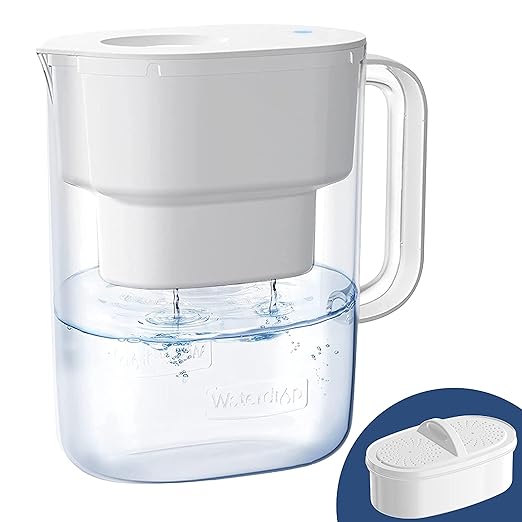 Waterdrop PT-07W Water Filter Pitcher, 10-Cup, NSF Certified, 200-Gallon Long-Life Filter, Improves Coffee & Tea Taste, Reduces PFOA/PFOS and Chlorine, 5X Longer Filter Life, White by Waterdrop