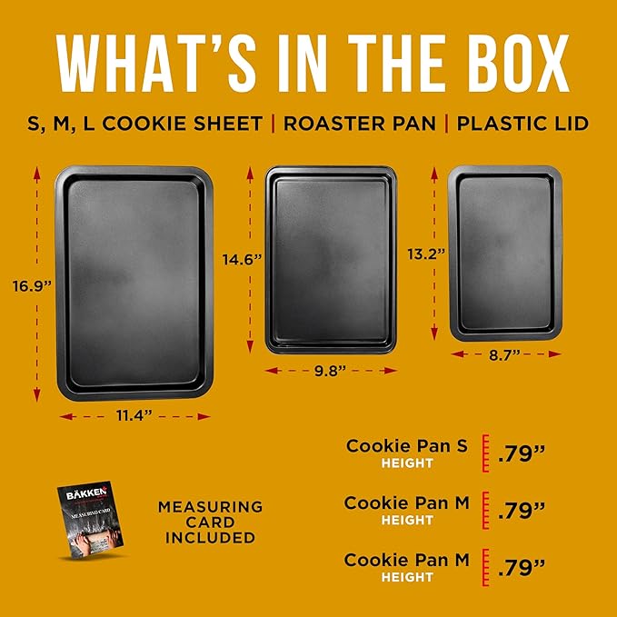 3 Piece Set Nonstick Carbon Steel Oven Bakeware -Professional Quality Kitchen Cooking Baking Trays -PFOA, PFOS, PTFE-Free Small, Medium & Large Baking Sheet Pans - Image 6
