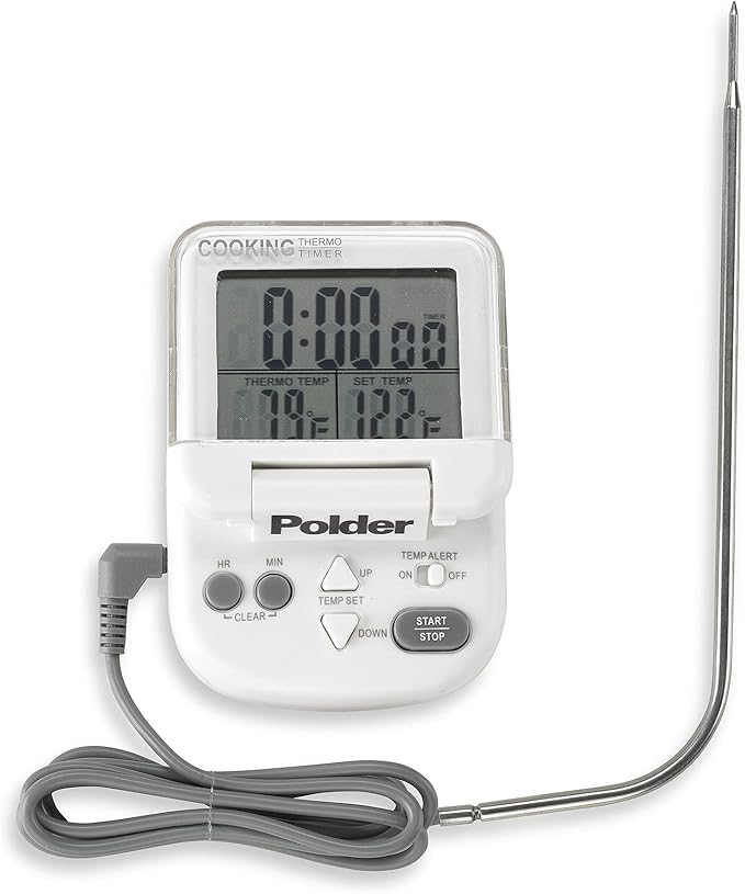 Polder Digital In-Oven Thermometer/Timer, White