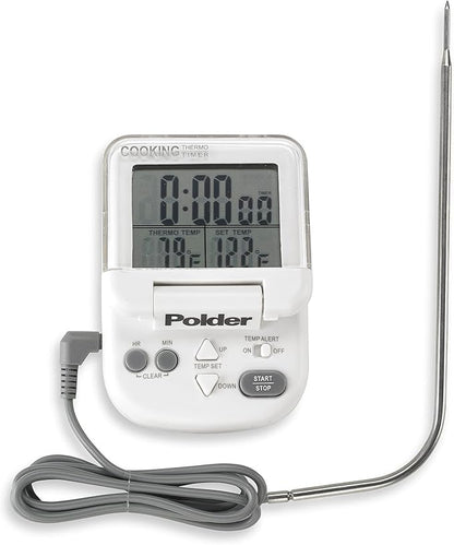 Polder Digital In-Oven Thermometer/Timer, White