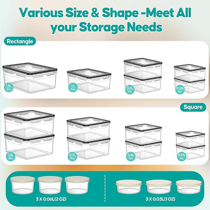 TOPCHASE 40 PCS Food Storage Containers with Lids Airtight (20 Containers & 20 Lids) - Plastic Food Containers for Kitchen Storage Reusable BPA-Free Leakproof Meal Prep Container with Labels & Pen - Image 2