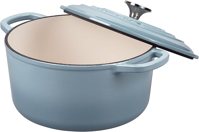 VORRINGARD Enameled Cast Iron Dutch Oven Pot with Lid, for Sourdough Bread Baking, Round Dutch Ovens, 6 Quart, Sea Salt - Image 5