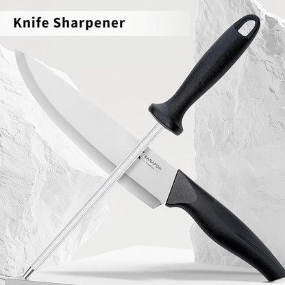 14 Pieces Kitchen Knife Set with Block, German Stainless Steel, BlackSilver - Image 7