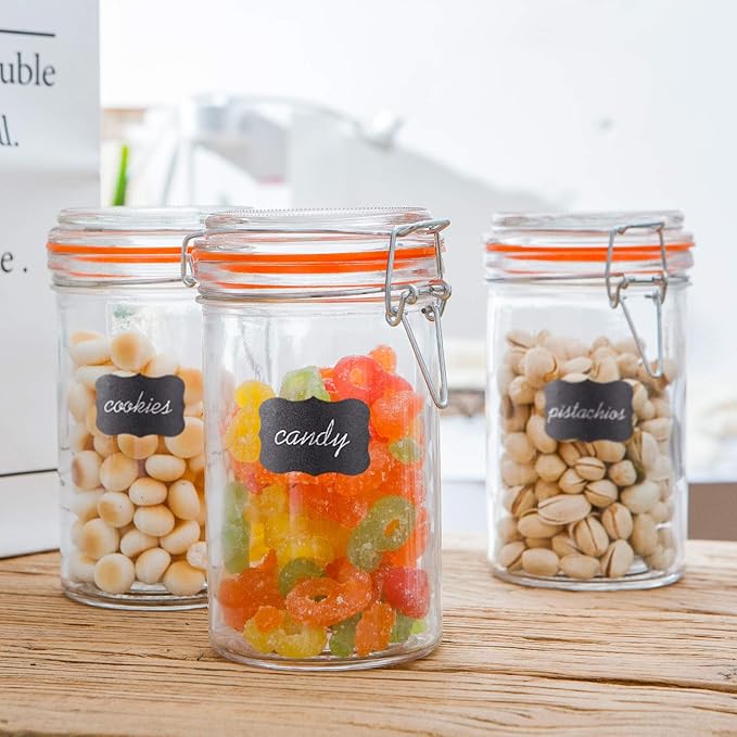 Glass Jars With Airtight Lids, 16 oz Glass Jars With Leak Proof Rubber Gasket,Wide Mouth Mason Jars With Hinged Lids For Kitchen Canisters,Glass Storage Containers 12 Pack - Image 7