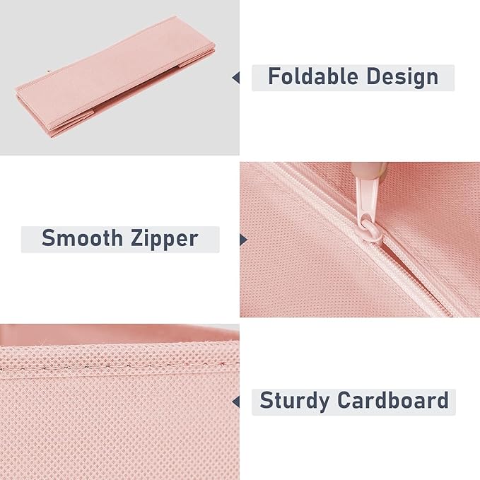 DIMJ Drawer Organizer Clothes, 24 Pack Dresser Organizer, Foldable Closet Organizers and Storage, Fabric Dresser Bins, Drawer Dividers for Nursery, Baby Clothes, Underwears, Sock (Pink) - Image 6