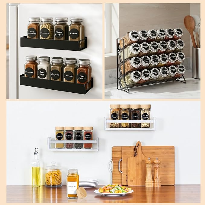 24Pcs Spice Jars with Label, 4oz Empty Square Seasoning Containers, Spice Jars with Shaker Lids, Small Spice Bottles for Salt, Herbs, Sugar, Pepper, Seasoning Jars for Spice Rack, Cabinet, or Drawer - Image 6