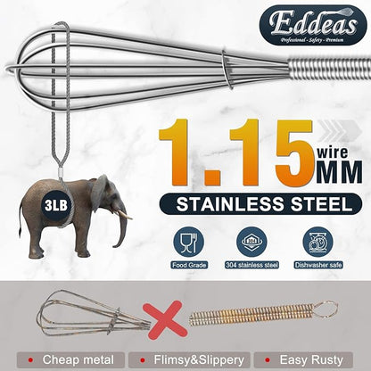 Eddeas Small Whisk Stainless Steel, Mini wire whisk 3 Pieces, 5in, 6in & 7in Tiny Whisks Perfect for Whisking, Beating, Mixing Sauces & Blending Ingredients. - Image 3