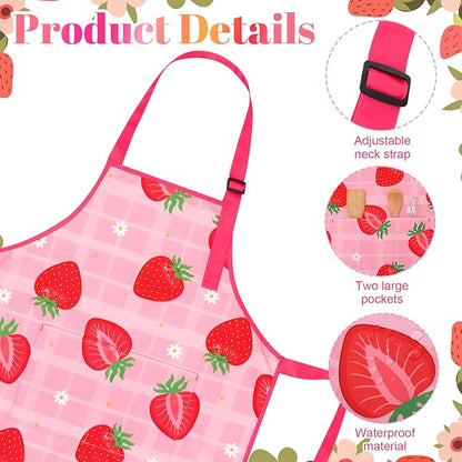 2 Pack Kids Apron, Cute Cooking Aprons, Waterproof Art Apron with Pockets, Toddler Painting Artist Apron Adjustable