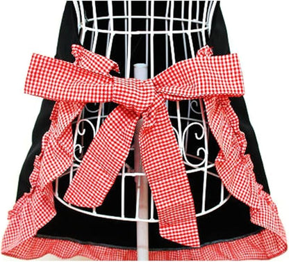 Hyzrz Cute retro Aprons with Pockets for Women Girls Vintage Kitchen Cooking Apron for Mother Gift (Red)