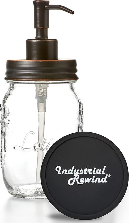 Mason Jar Soap and/or Lotion Dispenser for Hand Sanitizer, Liquid Soap or Hand/Body Lotion (Oil Rubbed Bronze, 2pk 16oz)