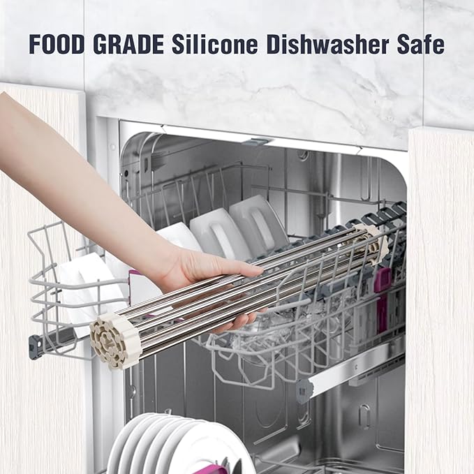 Tomorotec 17.7" x 12.5" Roll Up Dish Drying Rack Over Sink Drying Rack Sink Cover Kitchen Sink Accessories Gadget Multipurpose Organizer Foldable Stainless Steel Drainer - Image 6