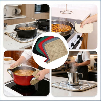 4 Pack Pot Holders for Kitchen Clearance Oven Potholders Sets for Kitchens Hot Pads for Kitchen Countertops Heat Resistant Milkshake - Image 5