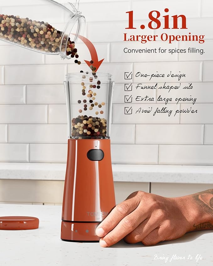 Electric Salt and Pepper Grinder Set with Storage Base, Stainless Steel Rechargeable Salt and Pepper Grinder Set with 4.5 oz Large Capacity, 1.8" Wide Mouth, Adjustable Coarseness, Ideal for Kitchen - Image 5