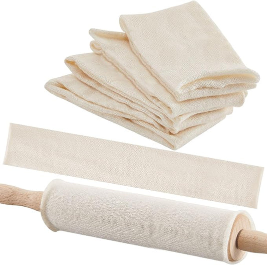 Patelai Set of 8 Rolling Pin Covers 14.96 x 1.97 Inch Cotton White Rolling Pin Sock Sleeve for Baking