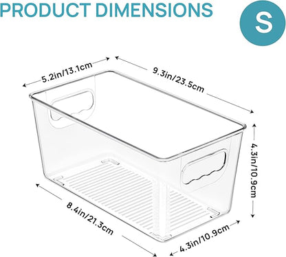 Vtopmart Clear Plastic Storage Bins, 6 PCS Pantry Organizer Bins with Handle for Refrigerator, Fridge, Cabinet, Kitchen, Countertops, Cupboard, Freezer Organization and Storage, Small - Image 2