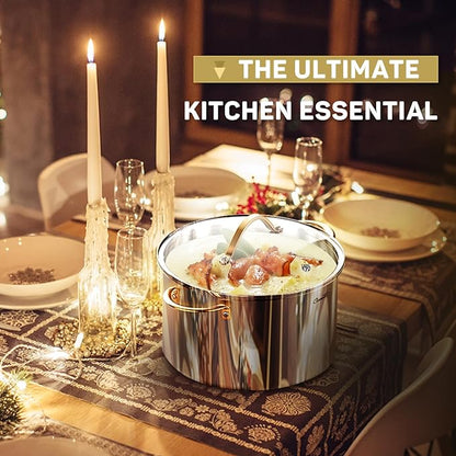 Ciwete Stock Pot 20 Quart, 3 Ply Stainless Steel Stock Pot with Lid, 20 Quart Soup Pot with Copper Handle, Healthy Stockpots, Induction, Oven, Gas and Dishwasher Safe - Image 5