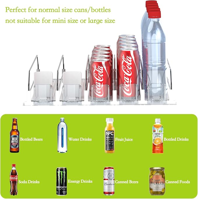 IBORING Drink Organizer for Fridge,Self Pushing Fridge Drink Organizer,Automatic Drink Dispenser for Fridge-Holds up to 15 Cans, 14.96inch, White - Image 3