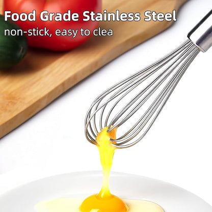 Stainless steel Small whisk for cooking, whisk is crafted with 8 thicker wire diameters, solving the problem that ordinary whisks tend to bend or break during vigorous mixing.(8 inches) - Image 3