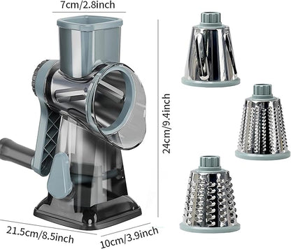 YOUCZON Rotary Cheese Grater Multi-Purpose Stainless Steel Cheese Shredder - Cheese Grater With Handle Effortless Grating of Carrots, Potatoes, Vegetables, and Fruits (blue) - Image 5