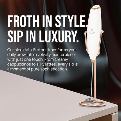 Zulay Kitchen Executive Series Luxury Gift Milk Frother with 4 Duracell Batteries – Handheld Electric Foam Maker for Coffee, Lattes & Hot Chocolate – Deluxe Finish, Ultimate Gift for Coffee Lovers - Image 3