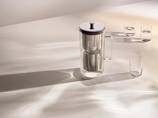 Aarke Purifier - Premium Glass and Stainless Steel Water Filter Pitcher, Refillable Filter System and Granules, 2.4L Pitcher with 1.18L Filtration Capacity - Image 10