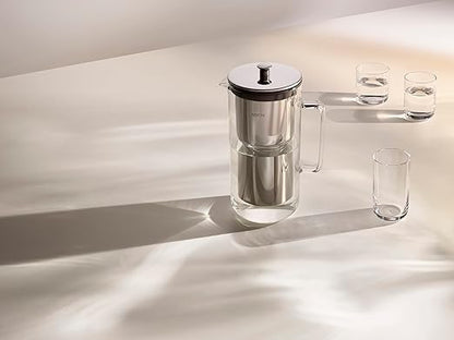 Aarke Purifier - Premium Glass and Stainless Steel Water Filter Pitcher, Refillable Filter System and Granules, 2.4L Pitcher with 1.18L Filtration Capacity - Image 10