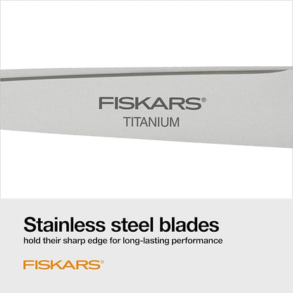 Fiskars 8” Comfort Grip Titanium Multipurpose Scissors with Ergonomic Handles for Everyday Cutting Tasks, Sharp Scissors for Home, Office, Crafts, Multicolor 3-Pack - Image 4