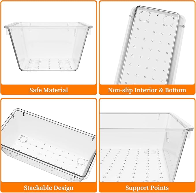 StorMiracle 32 PCS Clear Plastic Drawer Organizer Set, 4-Size vanity organizer Trays and Storage Bins for Makeup, Jewelry and Gadgets in Bedroom, Bathroom and Office, Clear - Image 2
