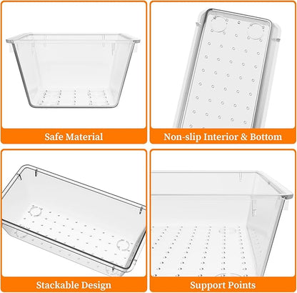 StorMiracle 32 PCS Clear Plastic Drawer Organizer Set, 4-Size vanity organizer Trays and Storage Bins for Makeup, Jewelry and Gadgets in Bedroom, Bathroom and Office, Clear - Image 2