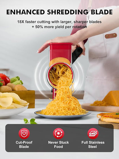 GDL Rotary Cheese Grater Hand Crank - Upgraded Cheese Shredder with 4 Interchangeable Blades, Rotary Grater with Non-slip Suction Base, Easy to Clean Kitchen Grater Slicer Grinder for Vegetable Nuts - Image 4
