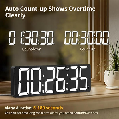 VOCOO 15.7" Large Digital Wall Timer with 99H Countdown, Count Up, Clock and Remote Control, 18 Colors RGB Wall Clock for Office, Home Decor, Kitchen, Living Room, Gym, Classroom