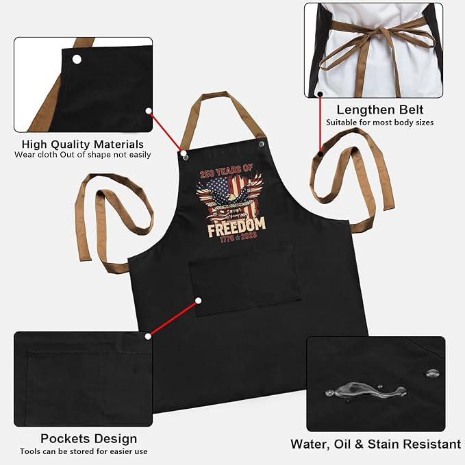 Us 250 Years Of Freedoms Apron With Pocket For Mens
