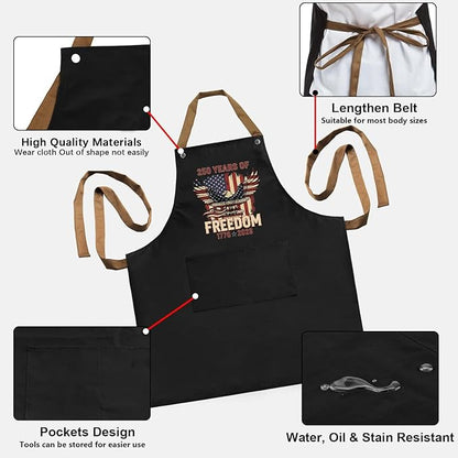 Us 250 Years Of Freedoms Apron With Pocket For Mens
