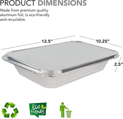 Stock Your Home Disposable Aluminum Pans with Lids 9x13 (25 Pans and 25 Lids), Food Containers for Baking, Cooking, Heating, Storing and Prepping - Image 2