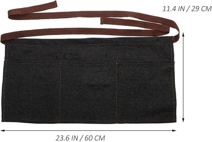 Toyvian Unisex Half Apron - Chef, Server, Waitress Denim Apron With 3 Pockets for Restaurant, Work, Home and Kitchen (Black), 60 x 29cm