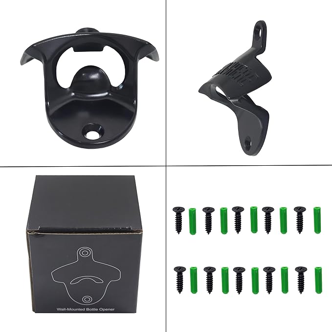 Black Bottle Top Opener Wall Mounted,Classic Open Here Beer Opener Mountable, Handy Post Mount Beer Cap Opener Gifts (5 PCS) - Image 5