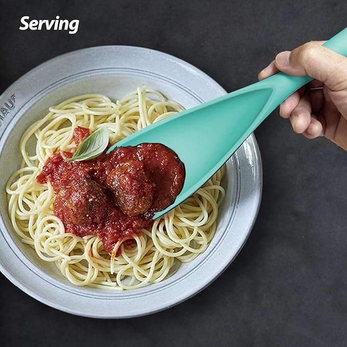 Cooking Spoon for Nonstick Cookwares, VOVOLY Silicone Spoon for Mixing, Scoop, and Scrape,Seamless Design, 12.6'', 2 Pack, Teal - Image 7